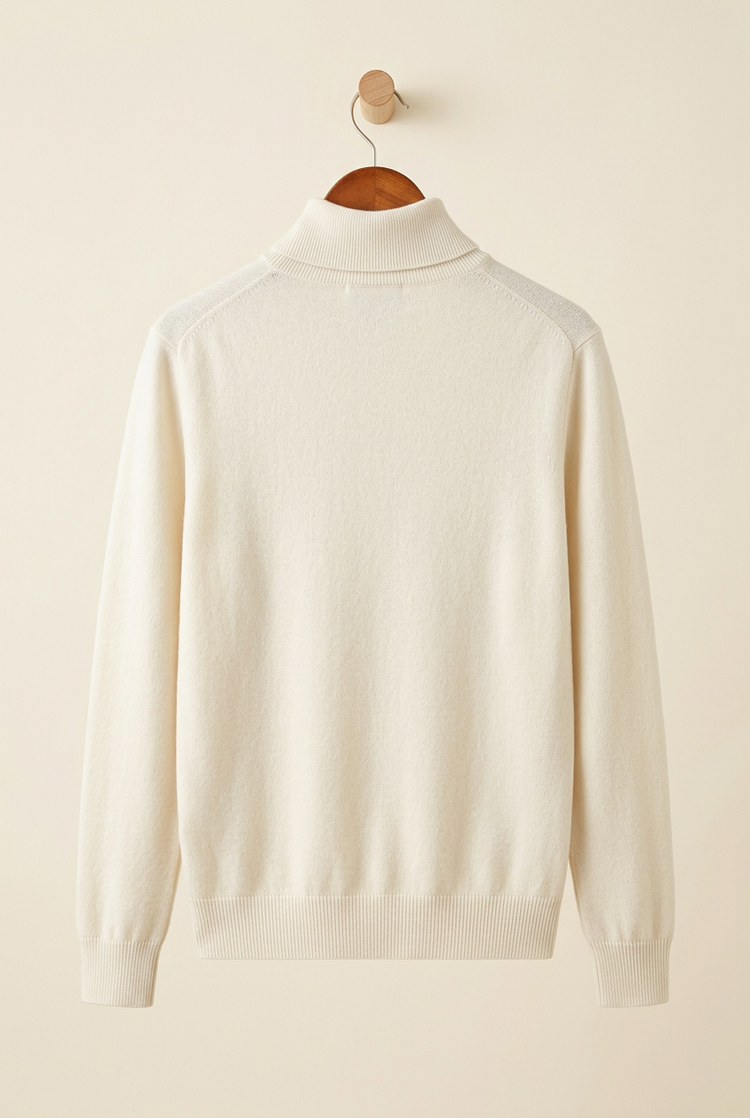 Herick & Belle Layering Style ivory turtleneck, back