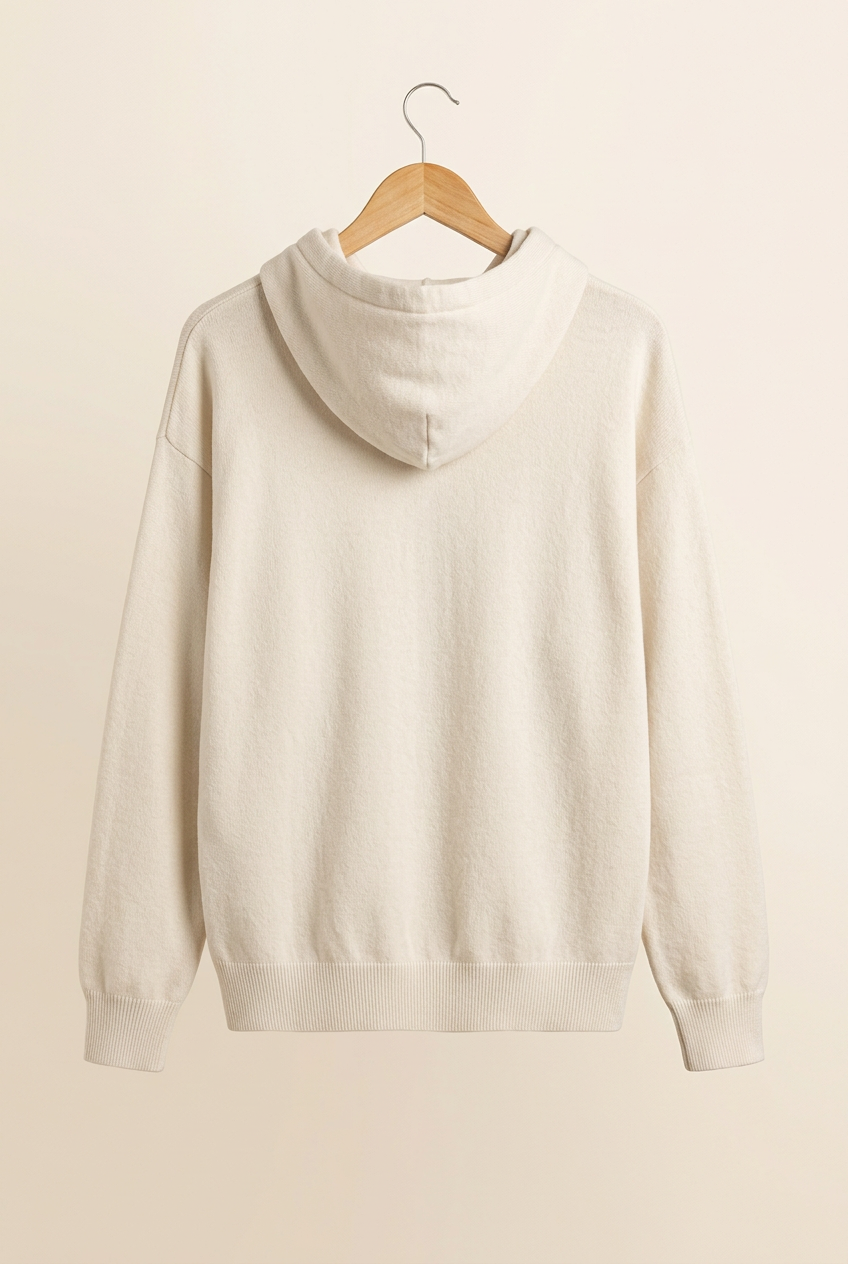Sporty Minimal ivory hoodie, back