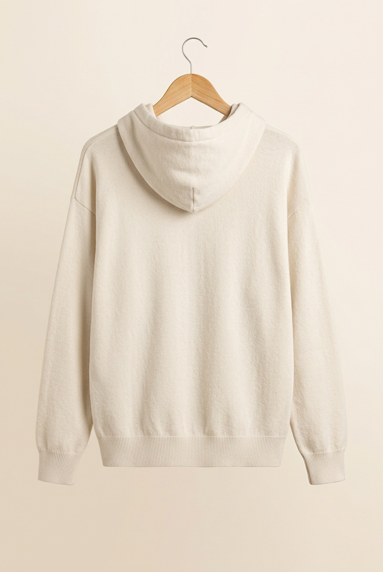 Sporty Minimal ivory hoodie, back