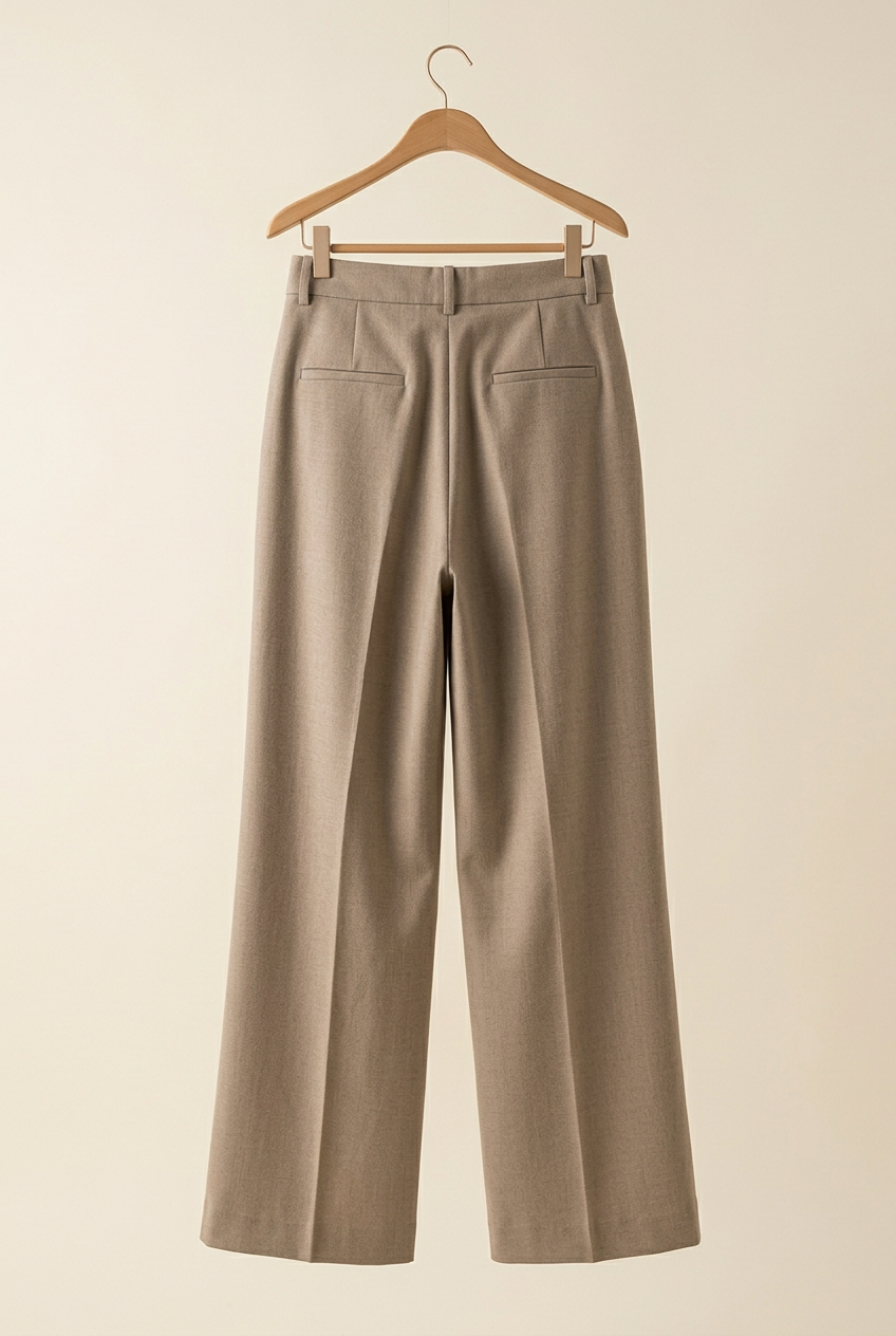 Layering Style taupe tailored wide trousers, back