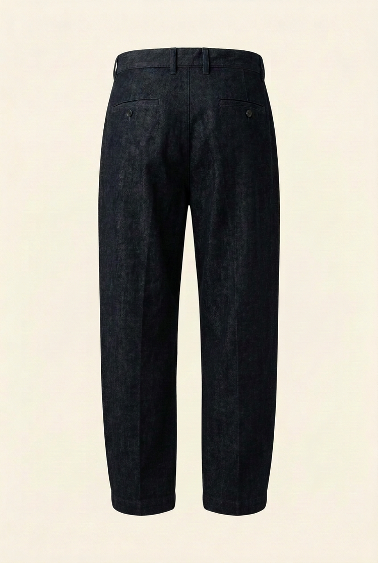 SANSEN navy trousers coordinated back view without embroidery