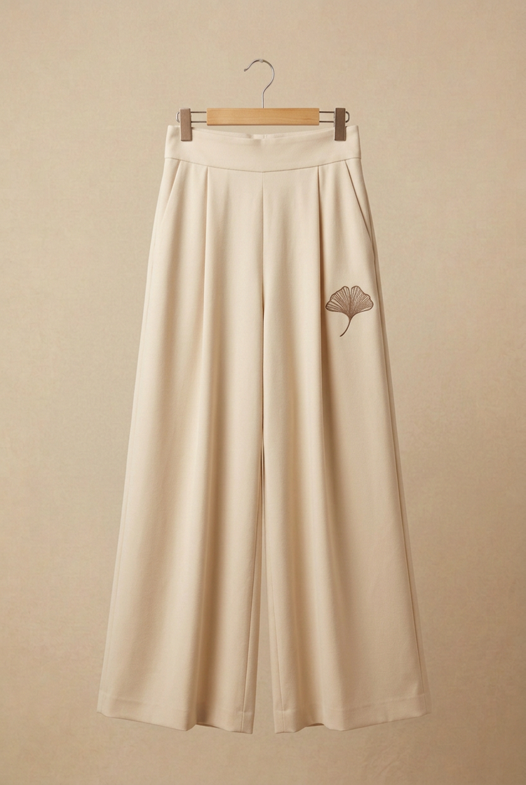 Japanese Heritage palazzo trousers on hanger, front