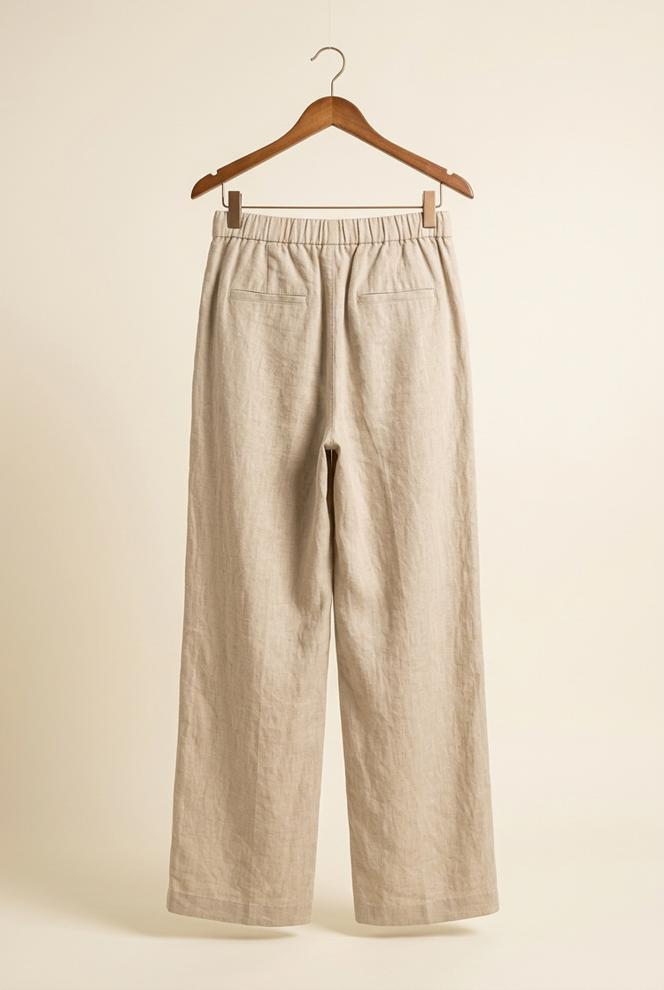Soft Essentials sand drawstring trousers, back