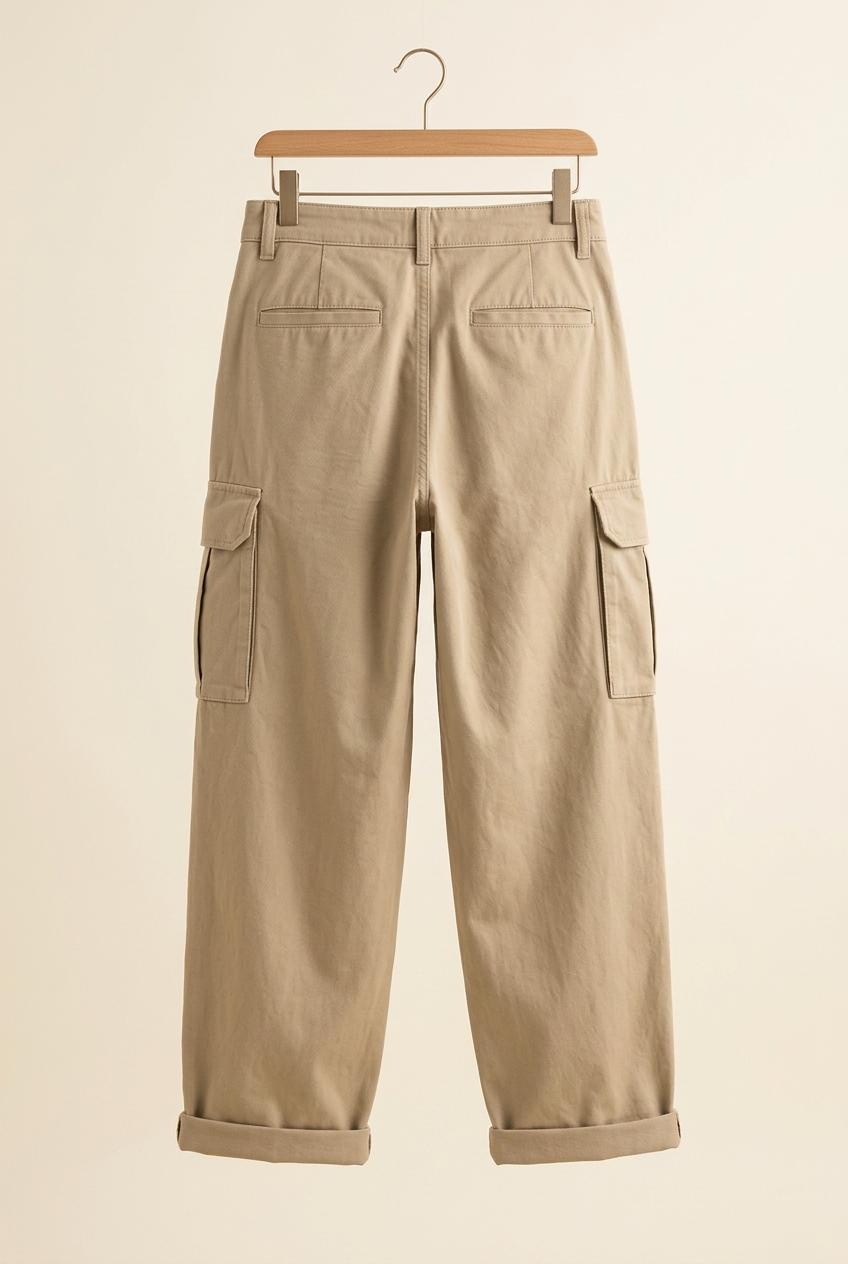 Outdoor Balance khaki sand cargo trousers, back
