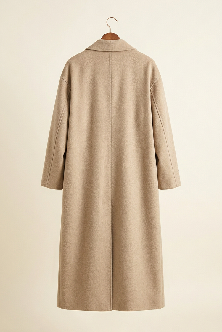Layering Style camel double-breasted coat, back