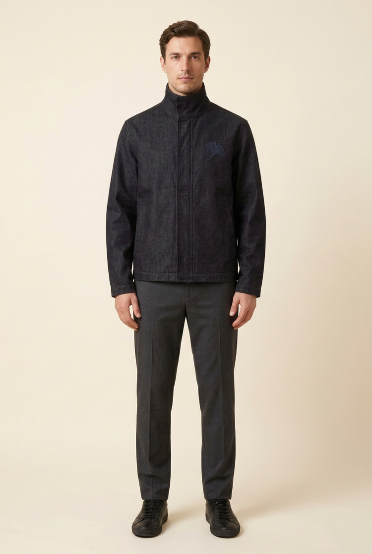 SANSEN jacket worn by model, front — AI-generated concept