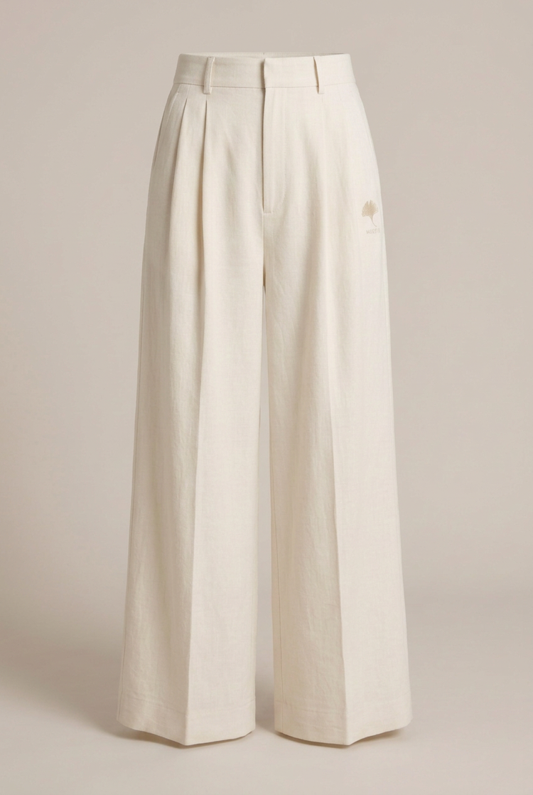 Pantalones de pierna ancha Ginkgo – Marfil