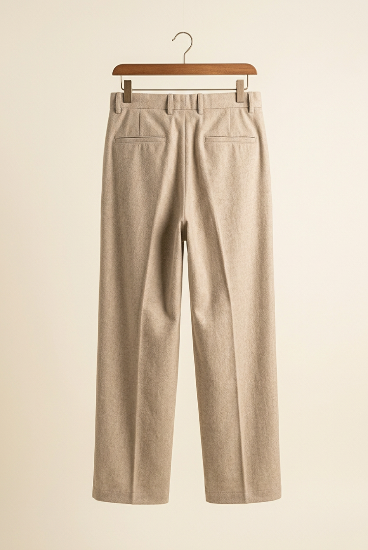 Herick & Belle Essentials sand trousers, back