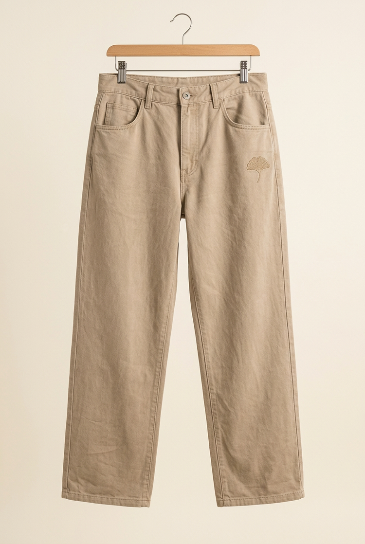 Herick & Belle Casual Nature sand ginkgo trousers, front