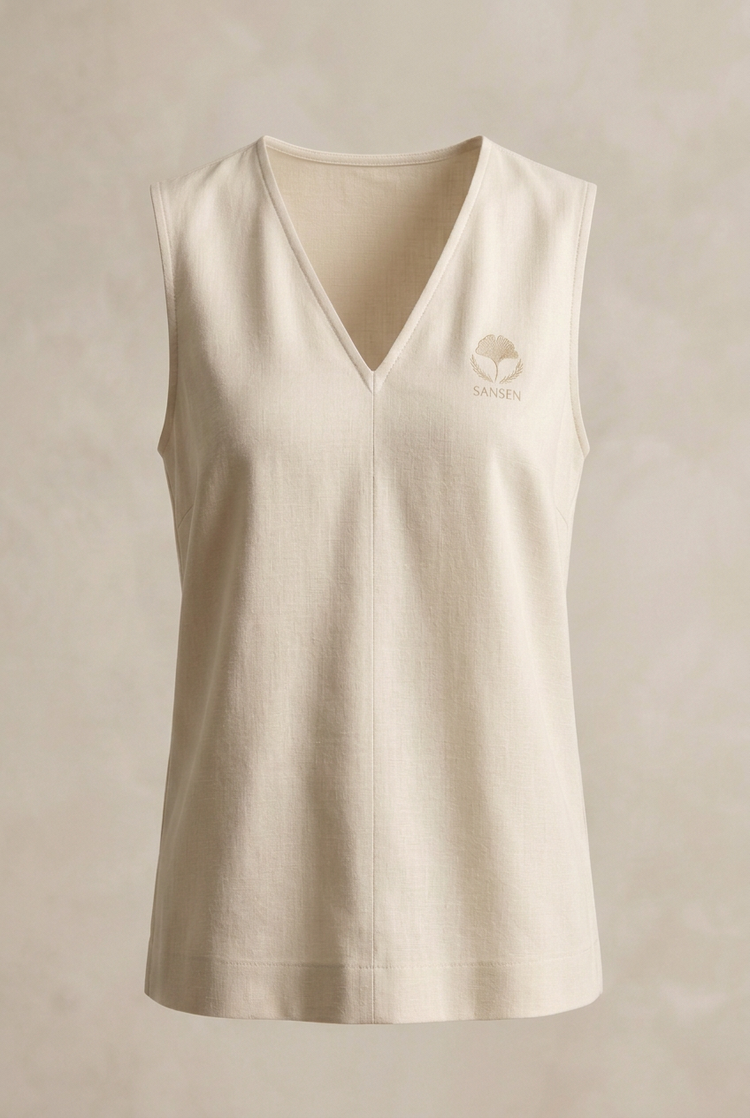 Blusa Ginkgo con cuello en V – Marfil