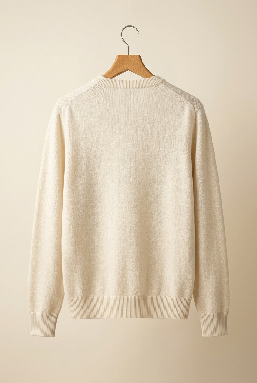 Herick & Belle Minimal Luxury ivory crewneck knit, back