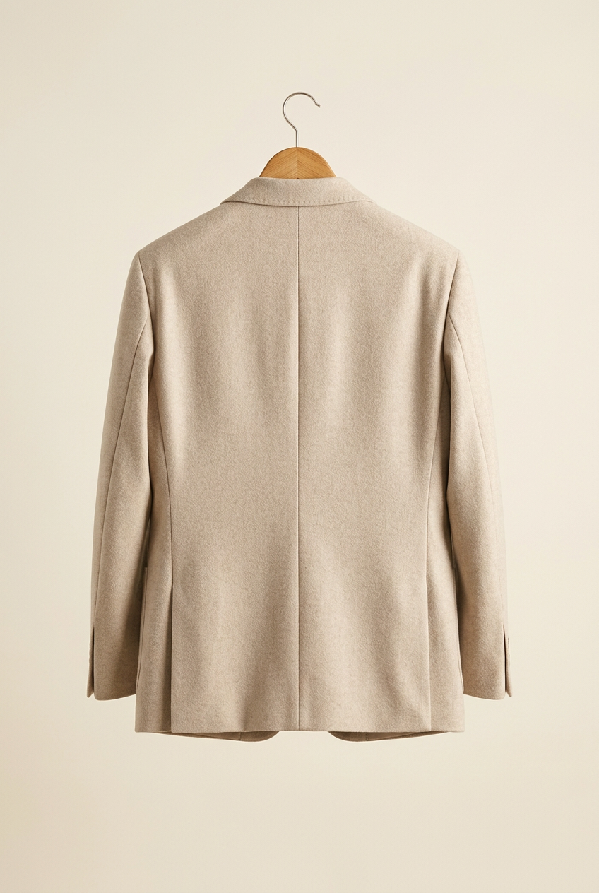 Herick & Belle Minimal Luxury sand blazer, back