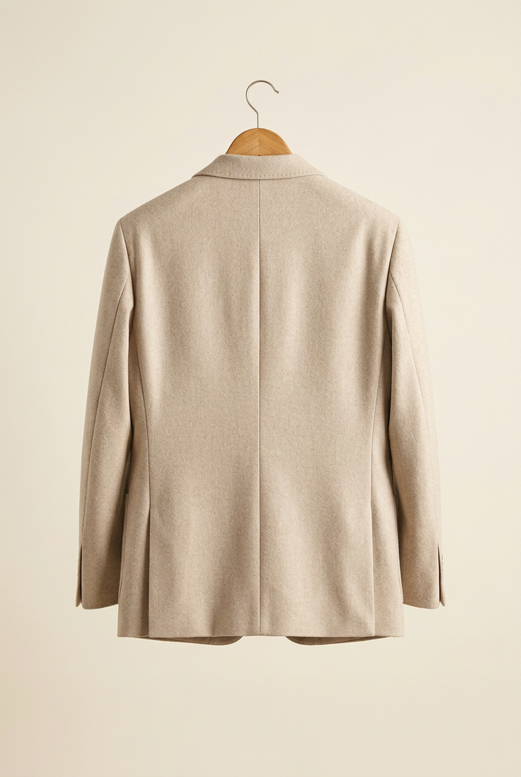 Herick & Belle Minimal Luxury sand blazer, back
