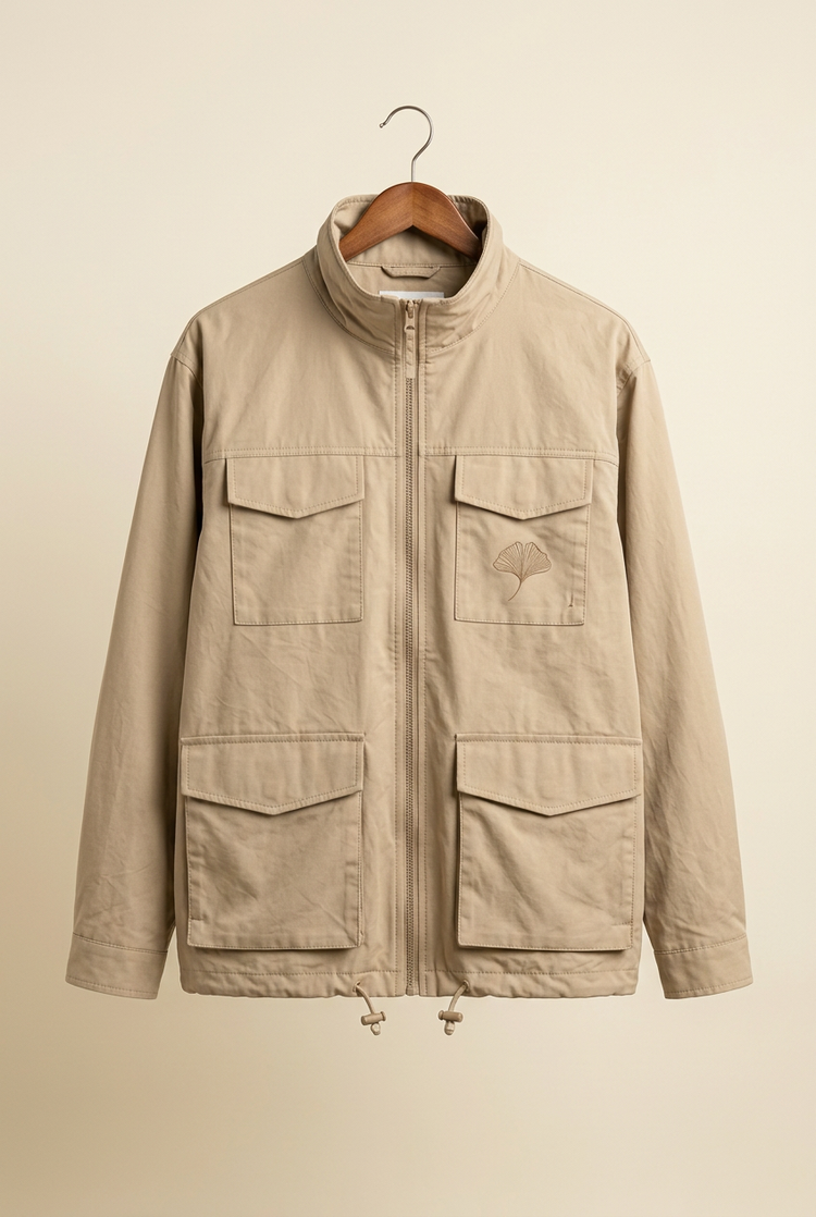 Outdoor Balance sand field jacket on hanger, front