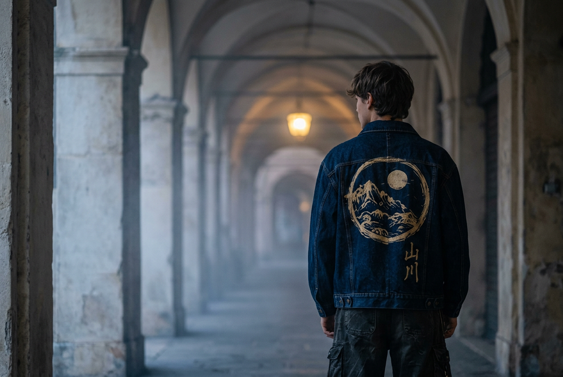 Giacca da lavoro SANSEN in denim indigo